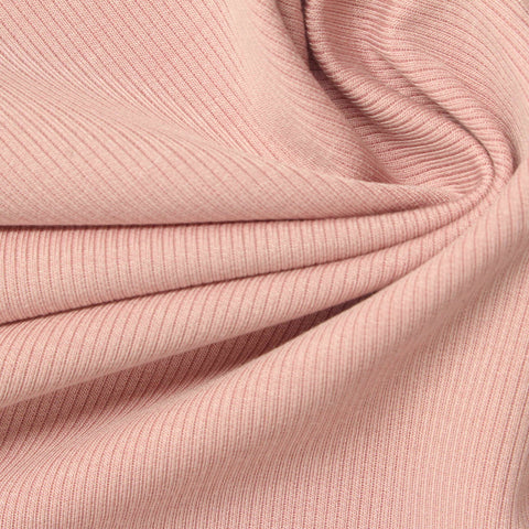 Polyester Viscose Stretch Rib Knit Fabric, 240 gsm, 160 cm — Pink