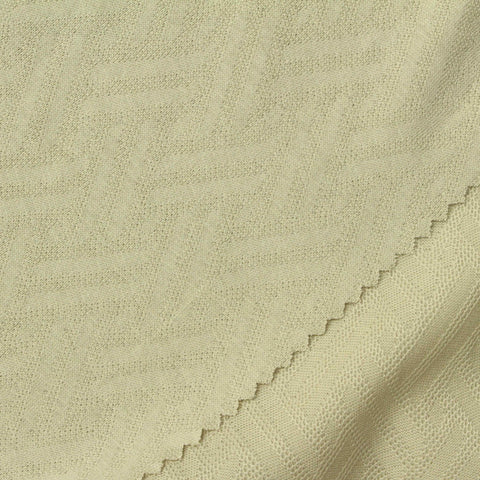 Cream Tone-on-Tone Herringbone Pointelle Knit, Cotton