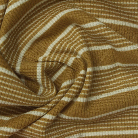Mustard Stripes Rib Knit, Polyester