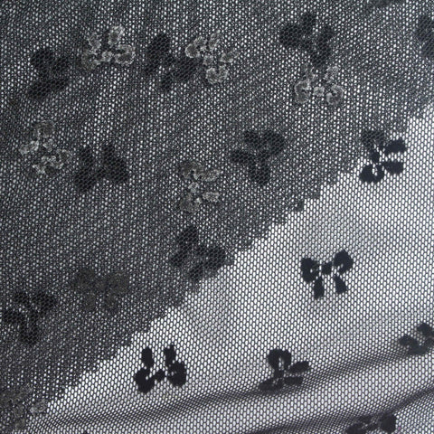 Flocked 100% Stretch Mesh Fabric, 83 gsm, 155 cm — Black