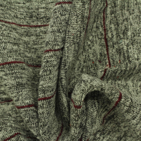Red Horizontal-Stripe Jersey Knit, Viscose-Poly, 210 gsm