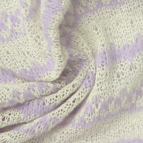 Light Purple Horizontal-Band Chunky Knit, Poly-Cotton