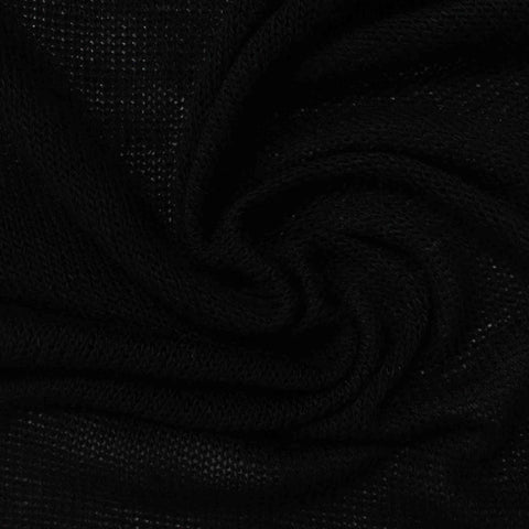 Cotton Stretch Chunky Knit Fabric, 182 gsm, 160 cm — Black