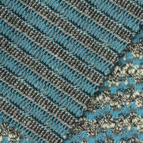 Blue Textured Bouclé, Poly-Cotton