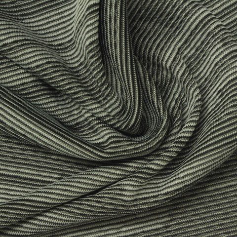 Dark Grey Horizontal-Stripe Jersey Knit, Polyester, 180 gsm, 160 cm