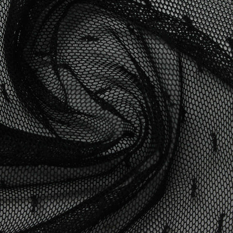 Dotted Mesh Fabric, 58 gsm, 160 cm — Black