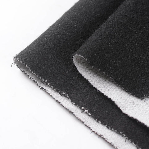 Jacquard Brushed Polyester Viscose Knit Fabric, 330 gsm, 150 cm — Black