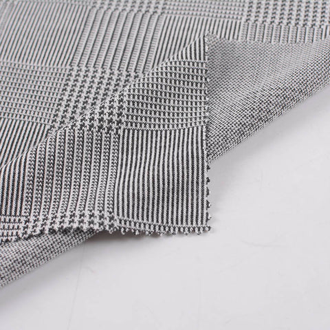 Black Plaid Jacquard, Poly-Viscose, 282 gsm