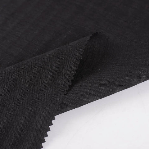 Black Tone-on-Tone Herringbone Jacquard, Viscose-Linen