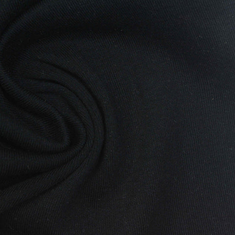 100% Cotton Rib Knit Fabric, 215 gsm, 185 cm — Black
