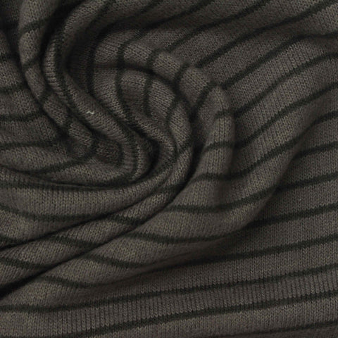 Dark Grey Horizontal-Stripe Chunky Knit, Viscose-Poly, 300 gsm