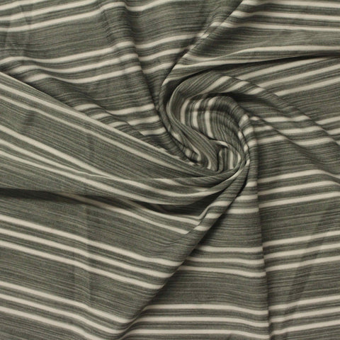Green Horizontal-Stripe Jersey Knit, Polyester, 140 gsm