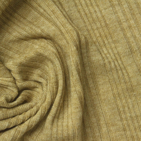 Brown Marl Rib Knit, Viscose-Poly, 220 gsm