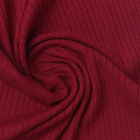 Viscose Stretch Rib Knit Fabric, 230 gsm, 138 cm — Red