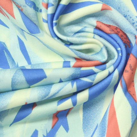 Blue Abstract Milk Silk Knit, Polyester, 290 gsm