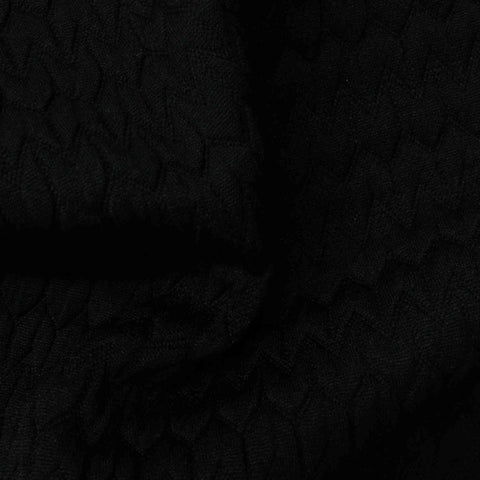 Jacquard Knit Fabric, 387 gsm, 130 cm — Black