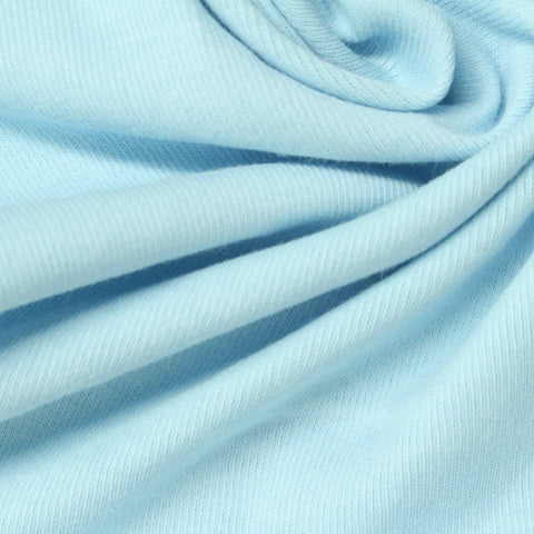 100% Cotton Interlock Knit Fabric, 220 gsm, 165 cm — Blue