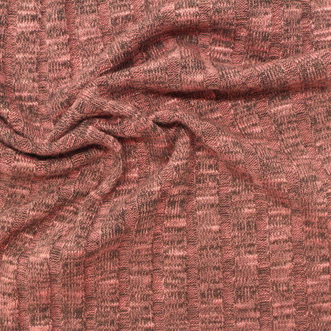 Peach Marl Rib Knit, Poly-Viscose, 251 gsm