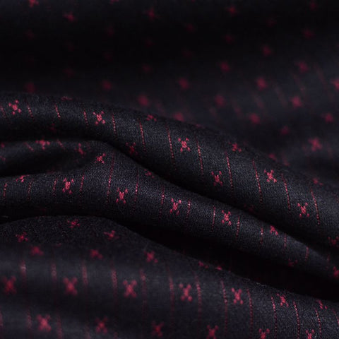 Red Vertical-Stripe Jacquard, Poly-Viscose