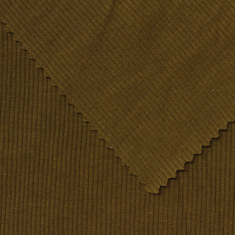 Polyester Stretch Rib Knit Fabric, 241 gsm, 128 cm — Khaki