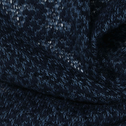 Jacquard Cotton Polyester Chunky Knit Fabric, 170 gsm, 210 cm — Navy