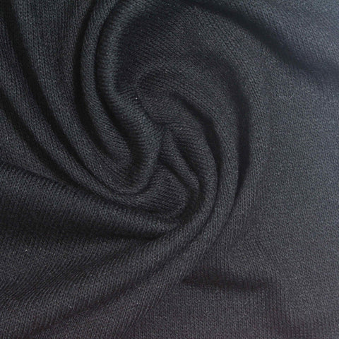 Viscose Polyester Stretch Chunky Knit Fabric, 200 gsm, 160 cm — Black