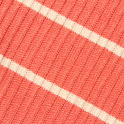 Coral Horizontal-Stripe Rib Knit, Cotton-Poly, 206 gsm