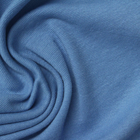 Cotton Polyester Stretch Rib Knit Fabric, 226 gsm, 170 cm — Blue