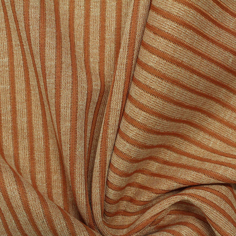 Orange-Brown Stripes Jacquard, Poly-Viscose
