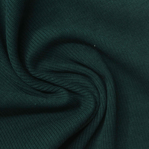 Cotton Polyester Stretch Rib Knit Fabric, 310 gsm — Green