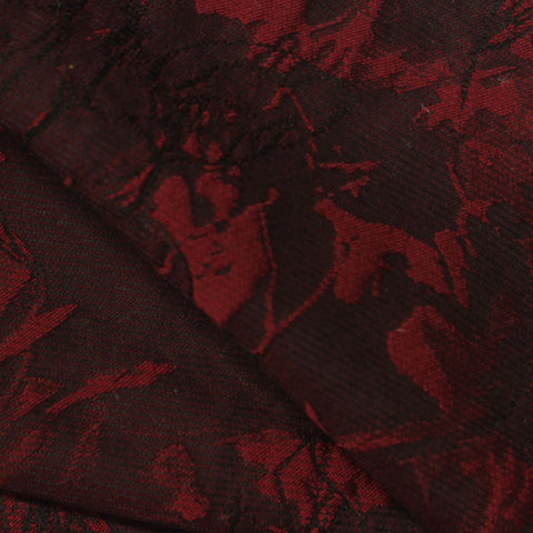 Dark Red Abstract-Floral Jacquard, Polyester