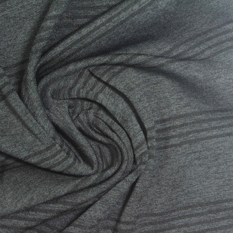 Grey Horizontal-Stripe Jersey Knit, Polyester, 200 gsm