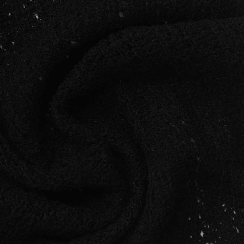 Black Marl Rib Knit, Cotton-Poly, 250 gsm