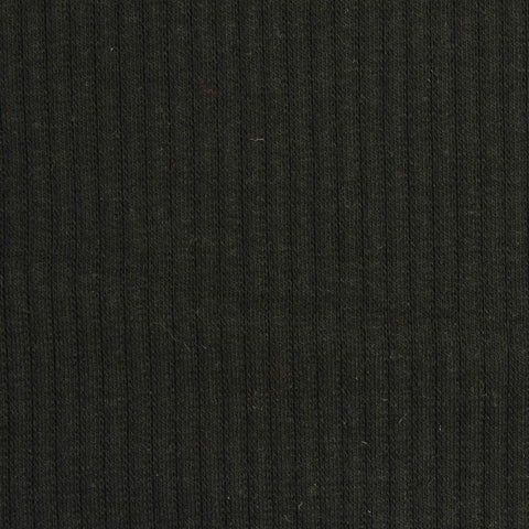 Cotton Stretch Rib Knit Fabric, 268 gsm, 129 cm — Black