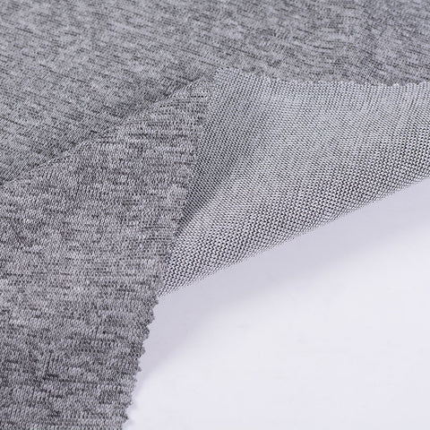 Heathered Grey Marl Rib Knit, Polyester, 305 gsm