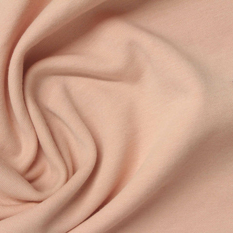 Brushed Cotton Polyester Stretch Knit Fabric, 253 gsm, 170 cm — Beige