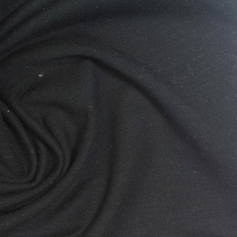 Modal Polyester Stretch French Terry Fabric, 330 gsm, 158 cm — Black