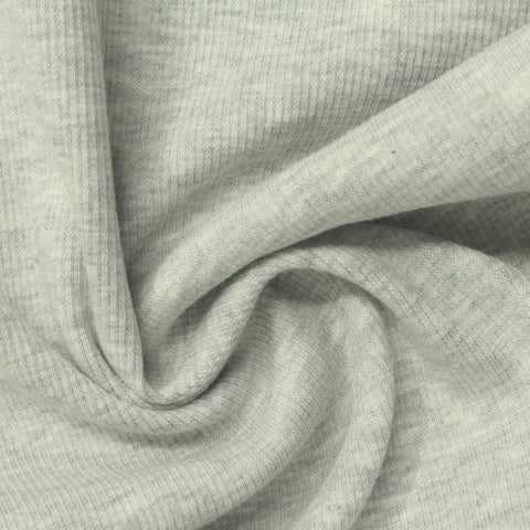 Light Grey Marl Rib Knit, Poly-Cotton, 320 gsm