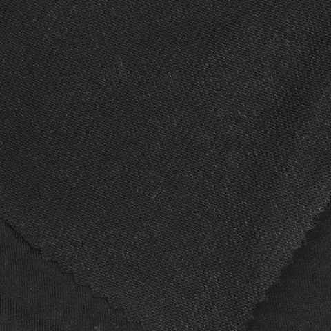 Viscose Stretch French Terry Fabric, 250 gsm, 185 cm — Black