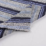 Dark Blue Horizontal-Stripe Chunky Knit, Poly-Viscose — photo 2