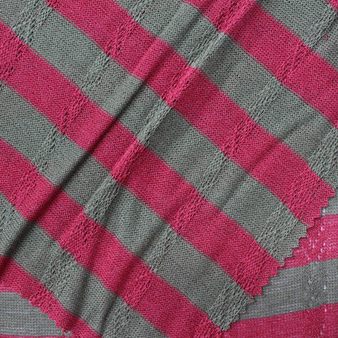 Pink Horizontal-Stripe Pointelle Knit, Viscose-Nylon, 180 gsm
