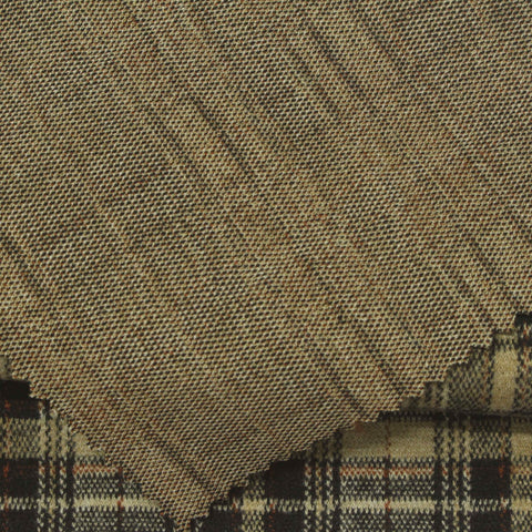 Tan Plaid Jacquard, Poly-Viscose