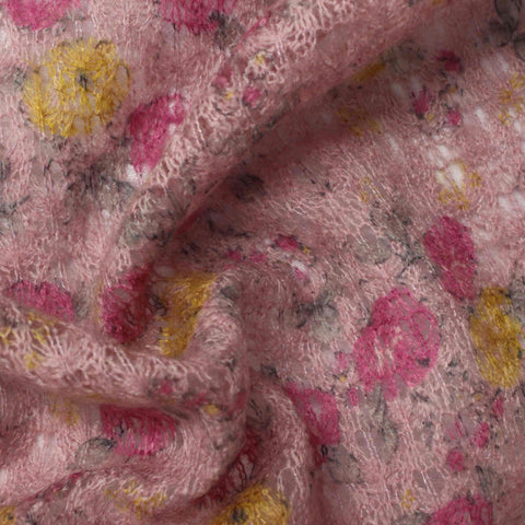 Pink Floral Knit, Acrylic, 95 gsm
