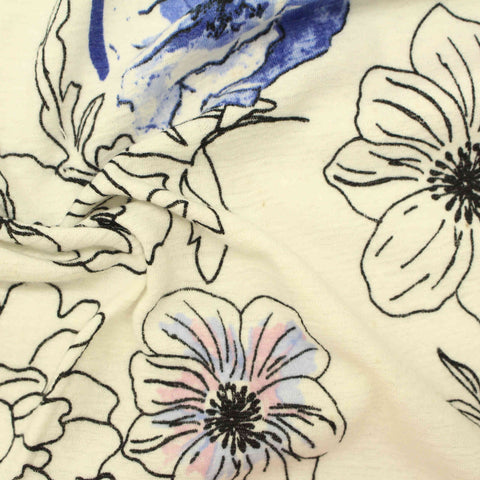 Black Floral Knit, Polyester, 236 gsm