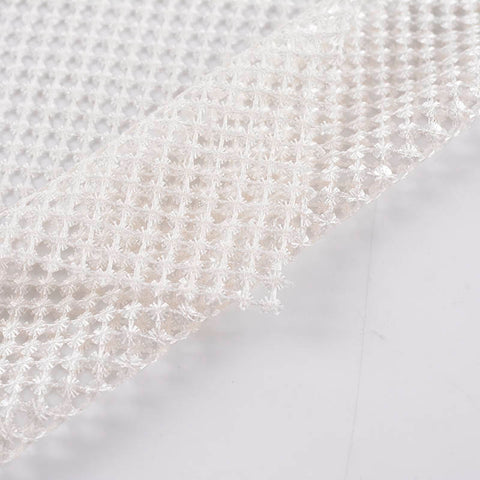 Plaid 100% Polyester Knit Fabric, 294 gsm, 130 cm — White