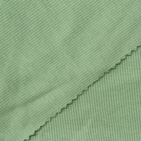Cotton Stretch Rib Knit Fabric, 280 gsm, 116 cm — Green