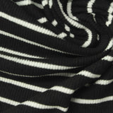 Black Horizontal-Stripe Rib Knit, Polyester — photo 2