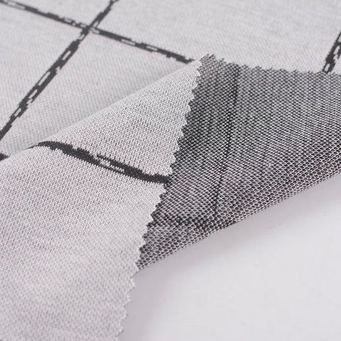 Black Grid Interlock Knit, Polyester, 259 gsm
