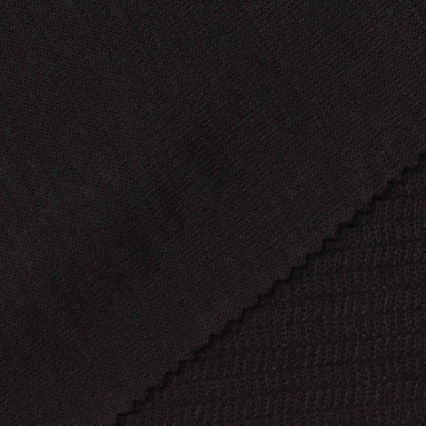Polyester Cotton Spandex Interlock Knit Fabric, 240 gsm, 138 cm — Black