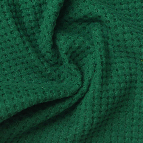 Brushed Polyester Stretch Waffle Knit Fabric, 220 gsm, 140 cm — Green, ref EF-276848